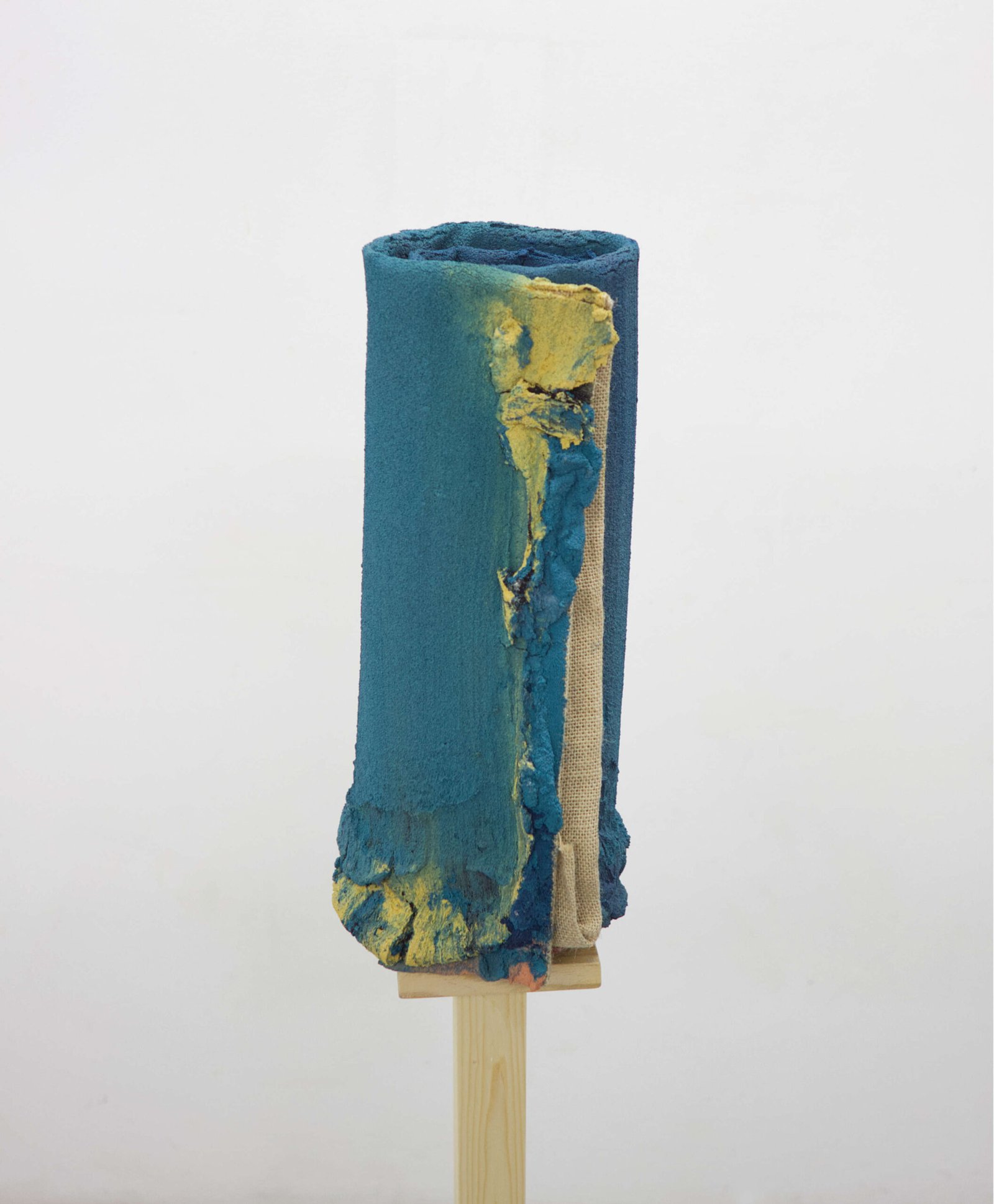 PR_E09, mixed media on burlap, 2024, 42 × 17 cm